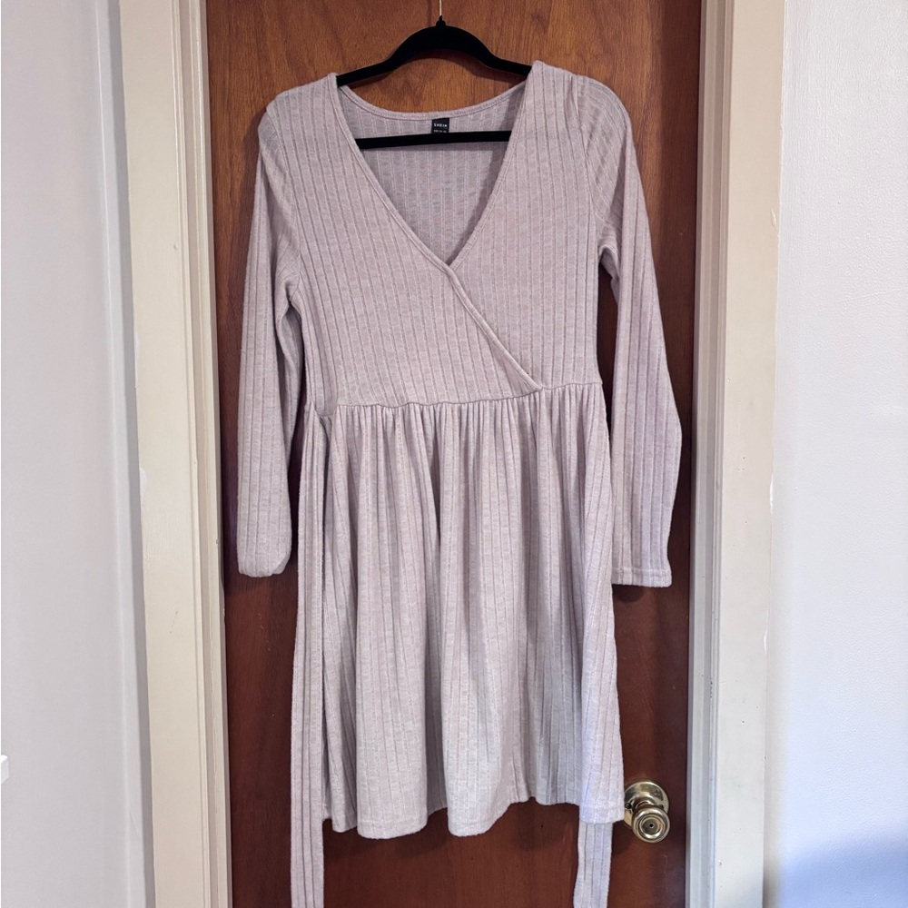 SHEIN Ribbed Knit Top in Light Beige